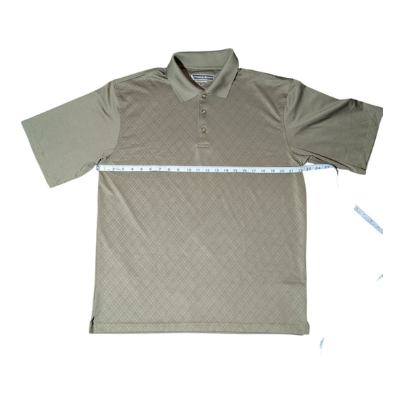 Pebble Beach Performance - Polo Golf Shirt-Checked -Men's Size Large Olive Green - Picture 2 of 5